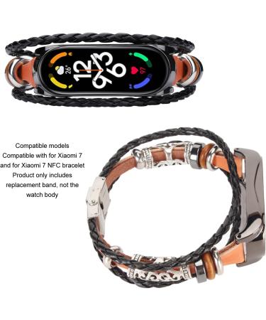 Watch Wrist Strap Stylish Artificial Leather Metal Buckle Easy to Install Adjustable Retro Replacement Watch Strap for Smart Watch (Brown and Black) - Buy Online on GoSupps.com