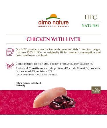 Almo Nature HFC Natural Wet Food for Adult Cats - Chicken & Liver 24 x 70g Packs - Premium International Shipping - Buy Online on GoSupps.com