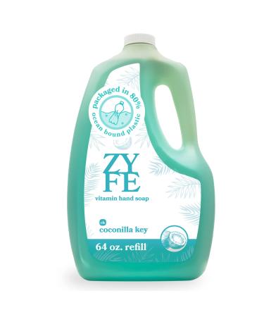 ZYFE Vitamin Hand Soap Refill | Liquid Hand Soap | Natural Plant Derived Moisturizing Handsoap with Essential Oil Fragrance Coconilla Key | Soft Hand Wash for Kitchen & Bathroom | Lush Soft Soap 64oz Coconilla Gust 64 Ou...