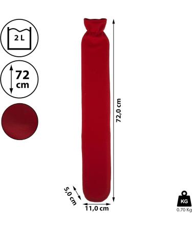 2L Tube Hot Water Bottle with Soft Cover - Grey & Red - Extra Long 72cm for Neck & Shoulders - Buy Online on GoSupps.com