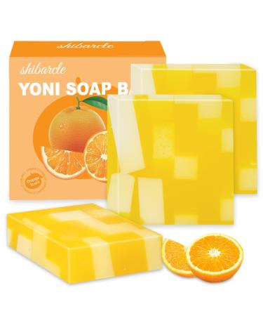 3 PCS Yoni Soap Bar for Women Ph Balance Natural Yoni Bar Soap Yoni Wash Feminine Wash Organic Deodorant Vaginal Body Bath Soap Body Wash Handmade feminine soap Orange Scent