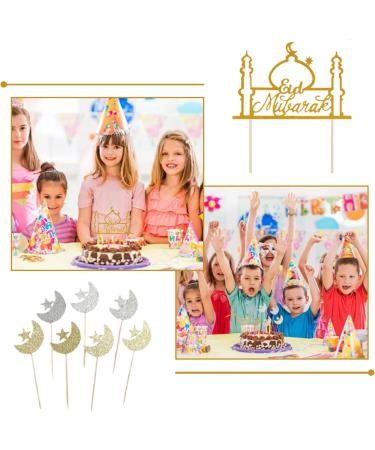 8 Pcs Eid Mubarak Cake Topper Glitter Paper Star Moon Birthday Cupcake Toppers Muslim Mubarak Glitter Cake Decorations Eid Mubarak Glitter Cupcake Topper Pick for Birthday Party - Buy Online on GoSupps.com