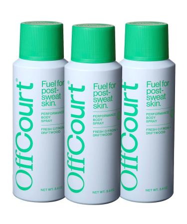 OffCourt - Natural Deodorant Body Spray for Men and Women - Aluminum Free - Whole Body Deodorant for Women and Men - Fresh Citrus and Driftwood Scent 3.4 Ounce (Pack of 3) Fresh Citron + Driftwood 3.4 Ounce (Pack of 3)