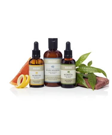 Brisk Grooming Tea Tree Beard Oil - Fast-Absorbing Natural Oil Blend for Soft Healthy Beards - 1.7 oz with Dropper - Buy Online on GoSupps.com