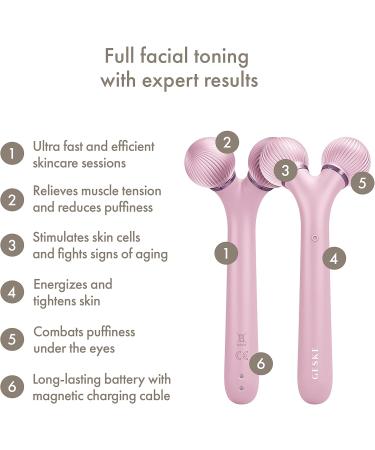 GESKE SmartAppGuided Sonic Facial Roller | 4 in 1 | Derma Roller | Facial Dermasmooth Stimulator | Derma Roll | Professional Facial Roller | Dermaroller for Skincare and Beauty Routine | Smooth Skin Pink - Buy Online on GoSupps.com