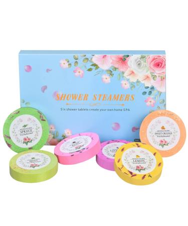 Shower Steamers Aromatherapy 6PCS  Shower Bombs with Nature Essential Oil for Stress Relief  Nighttime Shower Tablets Home Spa Christmas Gifts for Women
