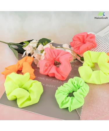 NaienCraft Pack of 8 Neon Hair Scrunchies - Elastic Hair Bands for Women and Girls - Buy Online on GoSupps.com