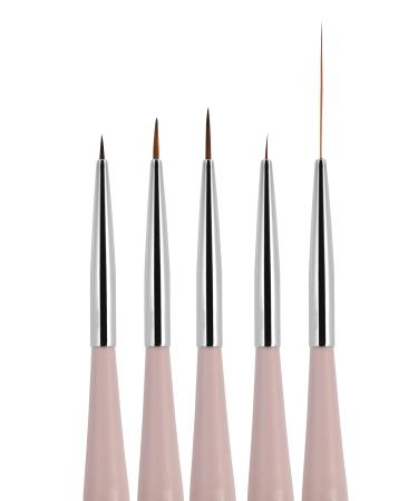 Beaute Galleria 5 Pieces Nail Art Brush Set with Liners (4mm  7mm  9mm) Striping Brushes (5mm  25mm)  for Thin Fine Line Drawing  Detail Painting  Striping  Blending  One Stroke