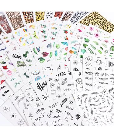 68 Sheets Nail Art Stickers Water Transfer Nail Sticker Nail Decals Nail Art Decoration Manicure Set for Salon Home Use