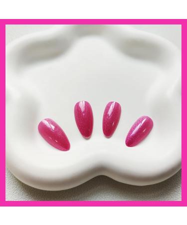 Buy Pink Press on Nails | Medium Almond Cat Eye Glitter Design | Full Cover Acrylic Stick on Nails for Women - A004 - Buy Online on GoSupps.com