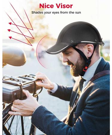 Bicycle Baseball Helmets Bike Helmet Adults - Adjustable ABS Leather Safety Helmet for Men & Women, Black, Size 21.6-24.4in - Buy Online on GoSupps.com