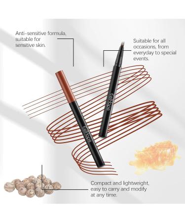 2024 New Magic Eyebrow Pencil with 4 Fork Tip Upgraded 3D Waterproof Microblading Eyebrow Pen Microblade Precise Eyebrow Contouring Pen Long-Lasting Natural Eye Brow Pencils for Women (Dark Brown) - Buy Online on GoSupps.com