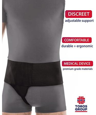 TOROS-GROUP Hernia Belt Support for Reducible Inguinal Hernias - Right Large Black Truss for Effective Relief | Worldwide Shipping - Buy Online on GoSupps.com