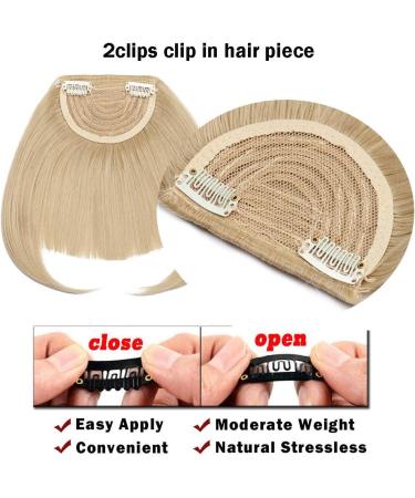 Clip in Bangs Fringe Hair Extensions Thick Full Neat Front Bangs Extension Ombre mix Hair 2 Clips on Bangs Hairpieces Accessories Light Ash Brown mix Bleach Blonde - Buy Online on GoSupps.com