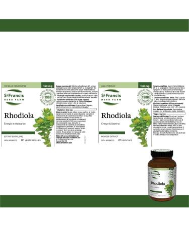 St. Francis Herb Farm | Rhodiola 5:1 Extract Capsules | Supports Cognitive Function | Supports Mental Focus & Stamina | Helps to Relieve Symptoms of Fatigue | Mental Stress Relief | 60 Vegicaps - Buy Online on GoSupps.com