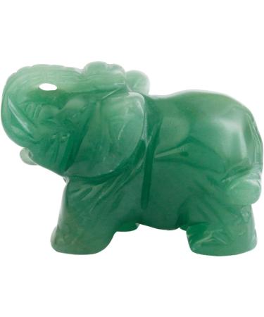 Green Aventurine Crystal Elephant Sculpture - 1.5 Inch Healing Reiki Pocket Gemstone Figurine - Buy Online on GoSupps.com