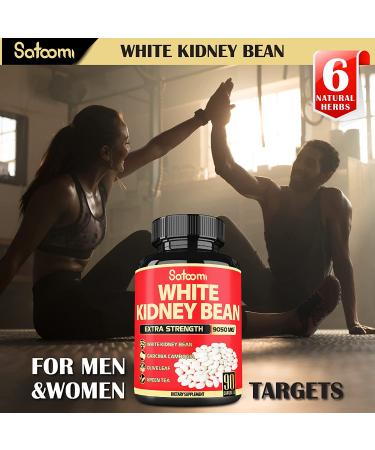 Pure White Kidney Bean Extract Carb Blocker Capsules - 90 Vegan Capsules | 3 Months Supply | 9050 mg Equivalent - 6 Herbal Ingredients - Buy Online on GoSupps.com
