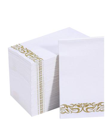 200 Pack Vplus Paper Napkins Guest Towels Disposable Premium Quality 3-ply Dinner Napkins Disposable Soft, Absorbent, Party Napkins Wedding Napkins for Kitchen, Parties, Dinners or Events (Gold) Gold 200