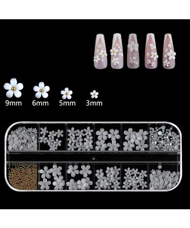 SAVITA 250pcs 12 Styles 3D Acrylic Flowers For Nails 3D Nail Charms Flat Nails Accessories for DIY Nail Art Designs Jewelry Making (White) Gold - Buy Online on GoSupps.com
