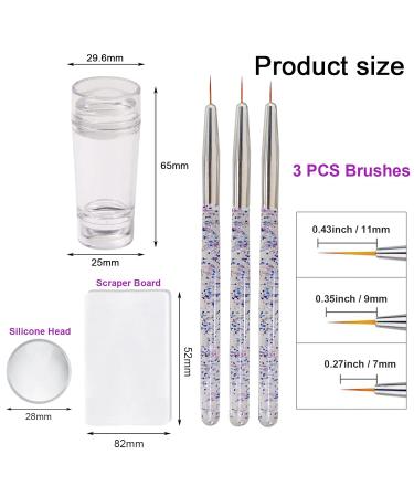 Famidiqgo 3-Part Nail Art Stamp Set - French Pointed Nail Stamp Clear Jelly Stamper & Brushes for DIY Nail Studio - Buy Online on GoSupps.com