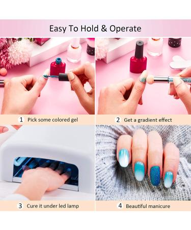 4-Piece Sponge Nail Brush Set with Double Head & 16 Replacement Heads - Nail Design Manicure Tools in Pink, Purple, Champagne, Blue - Buy Online on GoSupps.com