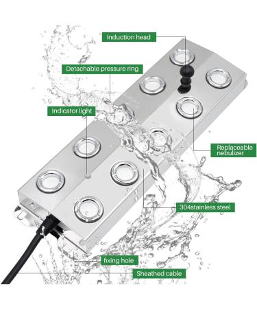 Mogoulua 10 Head Fog Maker - 7L/h Ultrasonic Fogger | 350W Waterproof Humidifier for Greenhouse Pond & Landscape Use - Buy Online on GoSupps.com