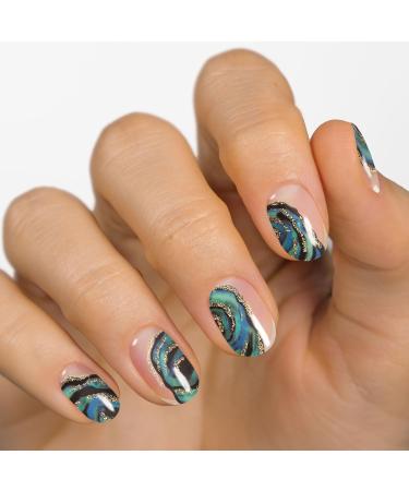 MOYOU LONDON Semi Cured Gel Nail Strips 20 Pc. Gel Wraps for Nails Easy Apply & Remove for Salon-Quality Manicure Works with Any Nail Lamps - Space Gem Black & Silver Shimmer With Transparent Base - Buy Online on GoSupps.com