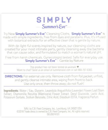 Summer's Eve Lavender & Chamomile Cleansing Cloths 14ct x 2 - Gentle Feminine Hygiene - Buy Online on GoSupps.com