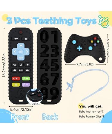 BPA-Free Silicone Baby Teething Toys - Remote Control & Game Controller Teether Set for 0-6 Months with Dummy Chain - Black - Buy Online on GoSupps.com