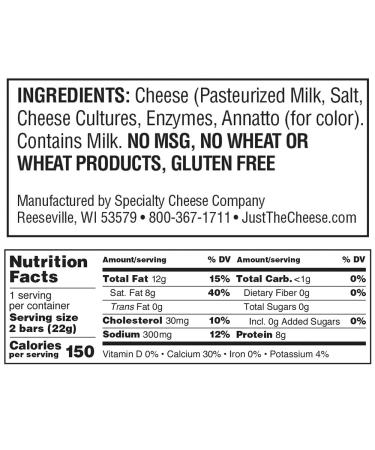 Just the Cheese Bars - Low Carb Aged Cheddar Keto Snack | High Protein Gluten Free Cheese Crisps | 12-Pack (0.8 oz Each) - Buy Online on GoSupps.com