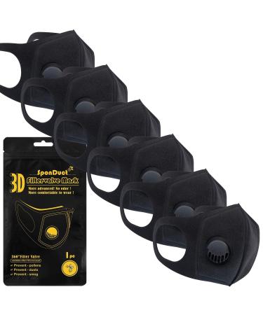 H HARLEY STREET CARE SponDuct Black Elastic Foam Sponge Face Mask Pack of 6 masks Washable & Reusable Breathable Mouth & Nose Cover with Exhalation Valve - Buy Online on GoSupps.com