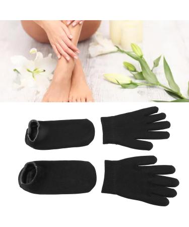 Moisturizing Gloves Gloves Socks Set for Dry Cracked Feet Hands Essential Oil Gel Spa Gloves Socks for Women Men Cotton Material (Black) - Buy Online on GoSupps.com