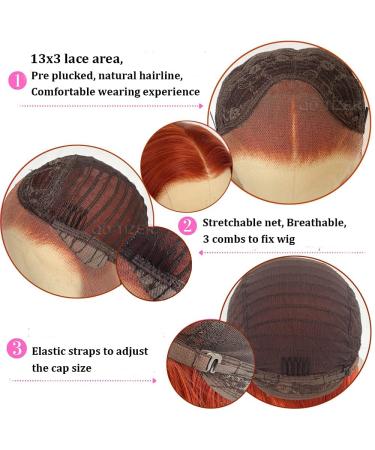 SereneWig 360# Brick Red Synthetic Lace Front Wig - Long 22 Heat-Resistant Red Wig for Women | Drag Queen Style - Buy Online on GoSupps.com