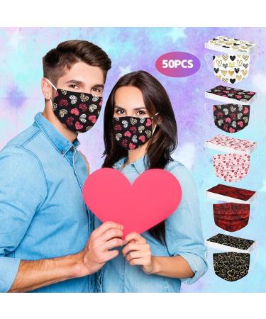 Albert 50-Piece Adult One-Way Mouth Protection Masks - Valentine's Day Motif 3-Layer Cloth Masks for Men & Women - Multifunctional Mouth & Nose Coverage - Buy Online on GoSupps.com