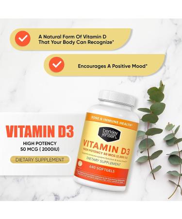Berkley Jensen High-Potency 2000 IU Vitamin D3 Supplement 640 ct. - Boost Immune Health and Bone Strength - Buy Online on GoSupps.com