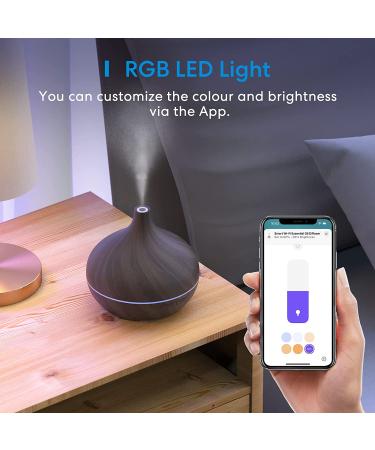 Meross Smart WiFi Essential Oil Diffuser - Apple HomeKit, Alexa & Google Home Compatible - Ultrasonic Aromatherapy & Mist Humidifier with Voice Control & RGB Light - Dark Wood Grain - Buy Online on GoSupps.com