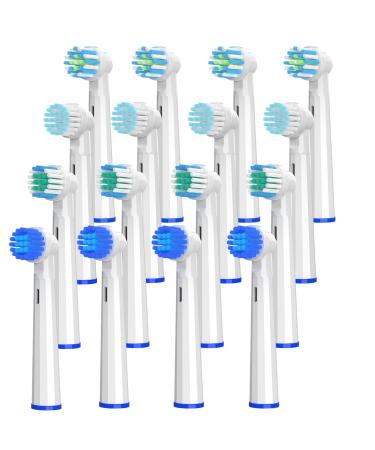 Replacement Heads Compatible with Oral B Braun Electric Toothbrush 16 Pcs Professional Toothbrush Heads for Oral B Replacement Heads Brush Heads for Oral B Pro 1000/1500/7500/3000/7000/8000/500 1 Count (Pack of 16) White