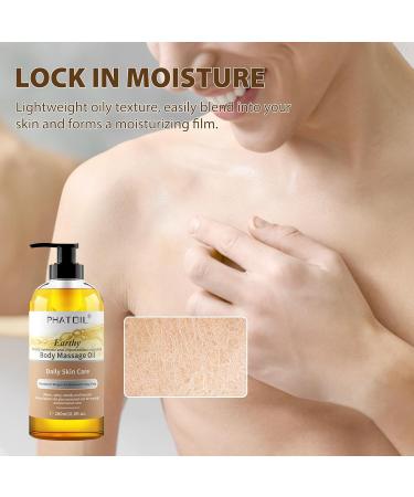PHATOIL Sandalwood Body Oil for Men with Ginger, YlangYlang, Cinnamon, 260ml Large Bottle Body Oil for Skin, 8.8 fl.oz Premium Moisturizer Oil for After Shower, Great for Skin and Body Care Earthy - Buy Online on GoSupps.com