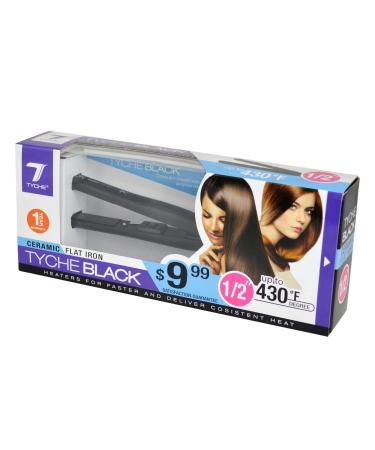 Tyche Black Plus+ Ceramic Flat Iron Straightener (1/2")