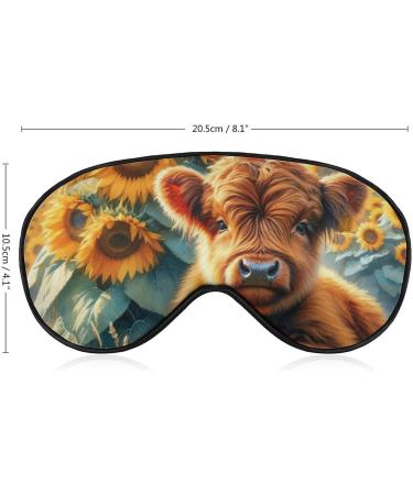 Cute Highland Cow Sleeping Mask with Sunflowers Adjustable Light-Blocking Eye Cover for Men Women Girls & Boys | Watercolor Soft Sleepmask - Buy Online on GoSupps.com