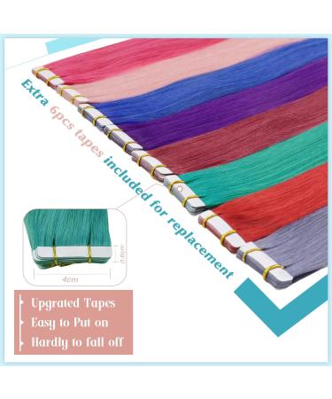 RUNATURE Teal Tape Hair Extensions - Human Hair Blue-Green 16 Inch 25g Tape-In Colored Extensions - Buy Online on GoSupps.com