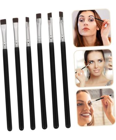 VINTORKY 6pcs Flat Eyebrow Brush Eyeliner Concealer Brush Eyeliner Makeup Tool Eye Brush Black Wooden Handle - Buy Online on GoSupps.com