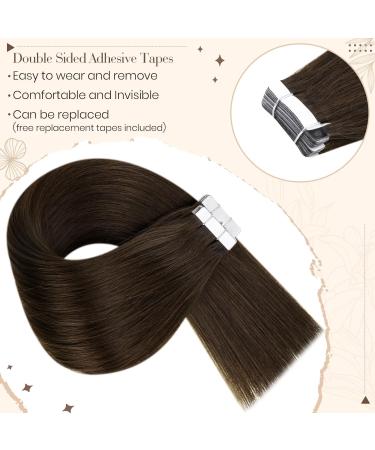 Hetto Tape Extensions - Real Hair Dark Brown #4 40cm 50g Invisible & Smooth Tape-In Extensions - Buy Online on GoSupps.com