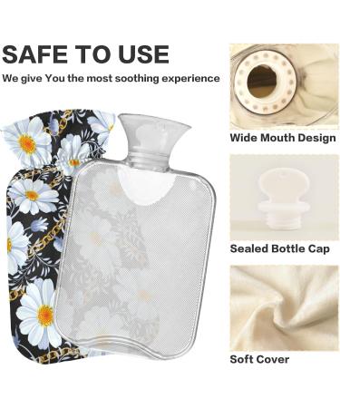 NAANLE Floral Daisy Transparent Hot Water Bottle - 2L Large for Menstrual Cramps Pain Relief & Heat Therapy | International Shipping - Buy Online on GoSupps.com