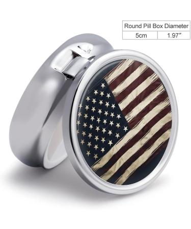 Round American Flag Pill Box | 3 Compartment Decorative Metal Medicine Organizer | Portable Pocket Pill Case - Buy Online on GoSupps.com