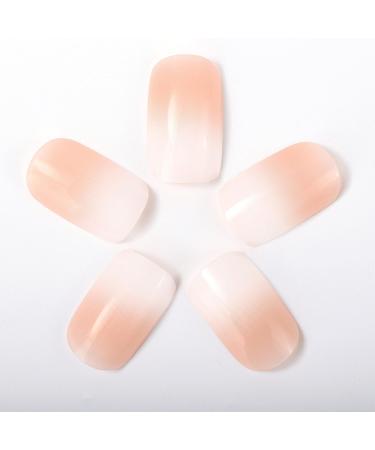 NOVO OVO Milk Cap Short Press On False Nails - Neutral Ombre Gradient French Tip Opaque Fake Nail Kit for Valentine's Day - Buy Online on GoSupps.com
