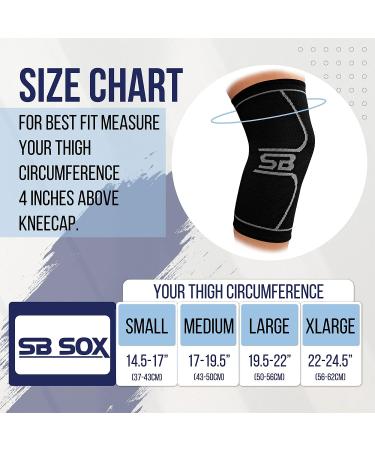 SB SOX Compression Knee Brace - Ultimate Pain Relief & Support for Meniscus Tear Arthritis - Stay in Place | Black/Gray - Medium Size - Buy Online on GoSupps.com