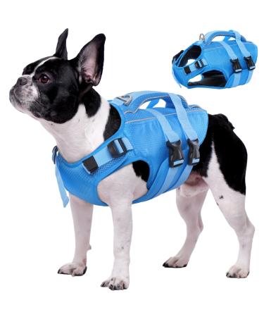 Kuoser dogs for small agents Large dogs adjustable & ripstop Dogs Lifeguard vest with lifeguard high swimming capacity pet lifesaver puppy bathing suits for beach blue s s blue