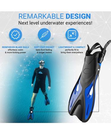COZIA DESIGN Adjustable Swim Fins for Lap Swimming - Travel Size Scuba Diving Flippers with Neoprene Water Socks - Adult Size Large - Buy Online on GoSupps.com