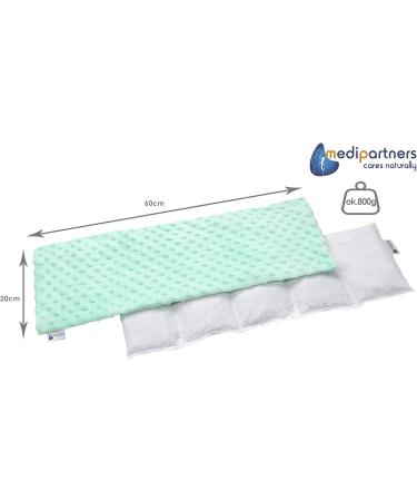 Medi Partners Cherry Core Pillow 60x20cm - Eco-Friendly 5 Chambers Grain Pillow for Cold Therapy | Removable Mint Minky Cover - Large Size - Buy Online on GoSupps.com